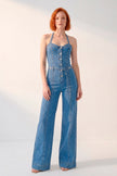 Jumpsuit Indigo · Mono Denim Halter Corset + Wide Leg