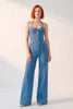 Jumpsuit Indigo · Mono Denim Halter Corset + Wide Leg