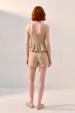 Set Dalia · Top Peplum Lino + Short Tiro Alto