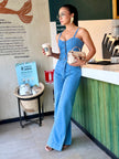 Jumpsuit Indigo · Mono Denim Halter Corset + Wide Leg
