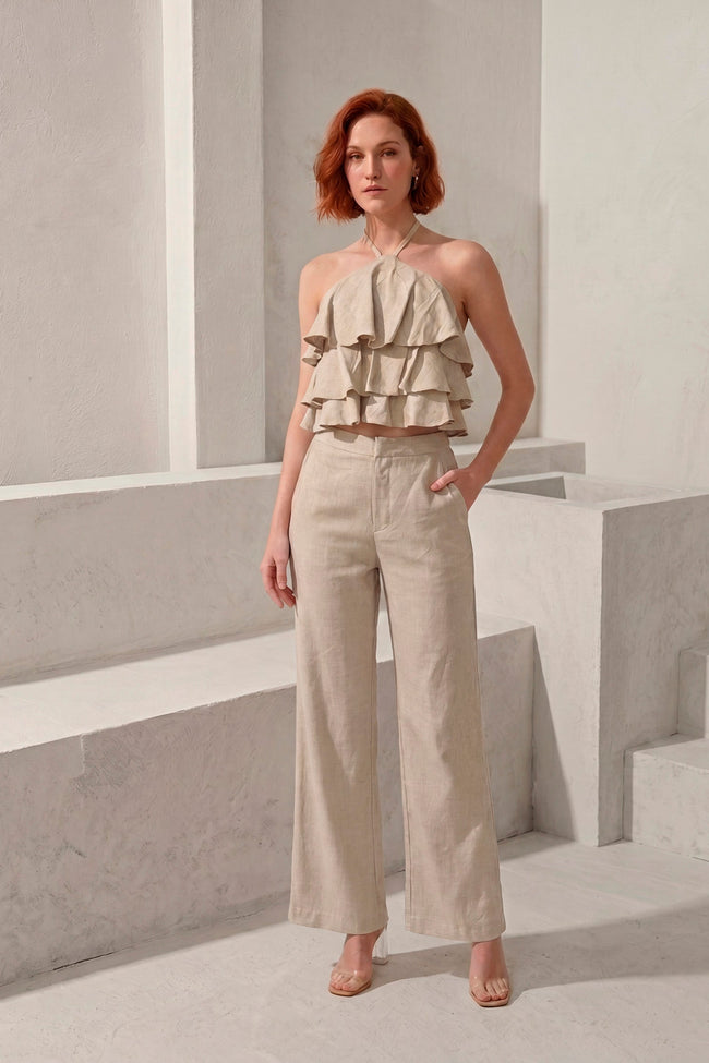 Set Top Halter Volantes + Palazzo JGz Celia
