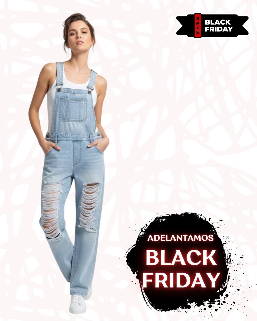 Braga/Overol Denim Claro con Rotos