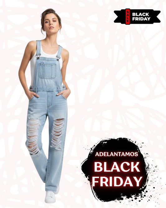 Braga/Overol Denim Claro con Rotos