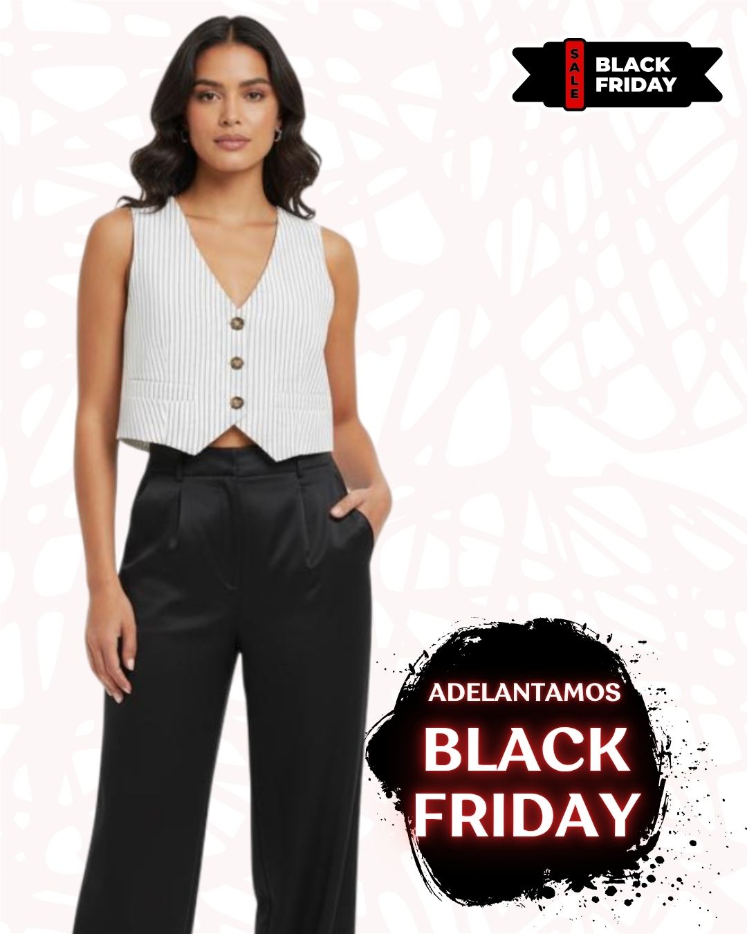 Chaleco Crop Rayas Blanco y Negro