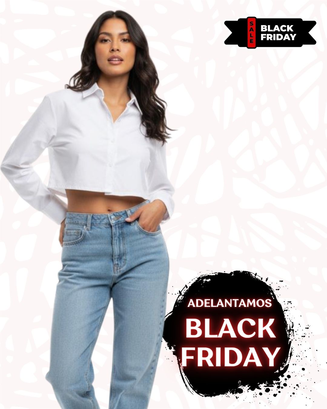 Crop Top Blanco Estilo Camisero de Manga Larga