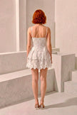 Vestido · Mini Encaje Guipur Blanco · Bustier Estructurado + Falda Escalonada