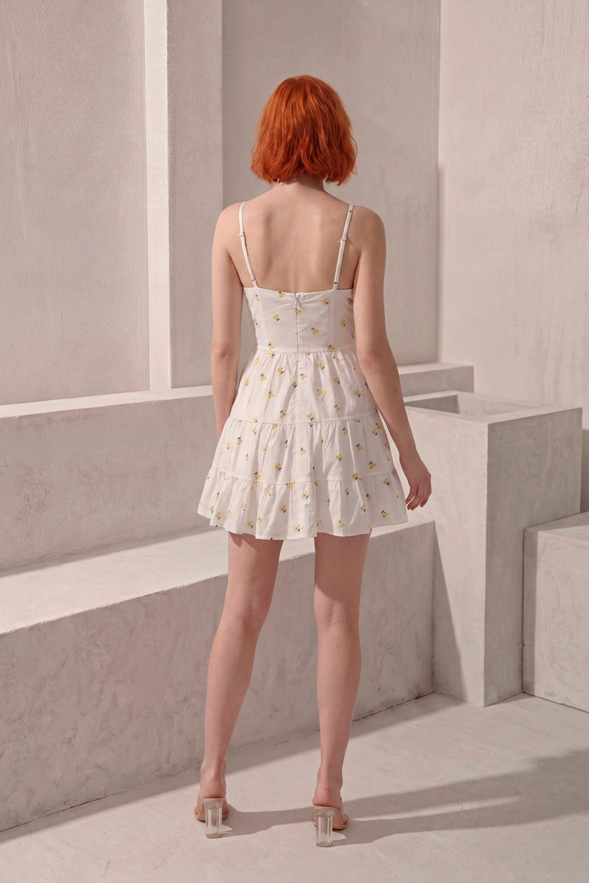 Vestido Blossom · Mini Floral Crema con Corset