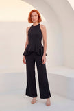 Set Valeria · Top Halter Peplum Espalda Descubierta + Palazzo Wide Leg
