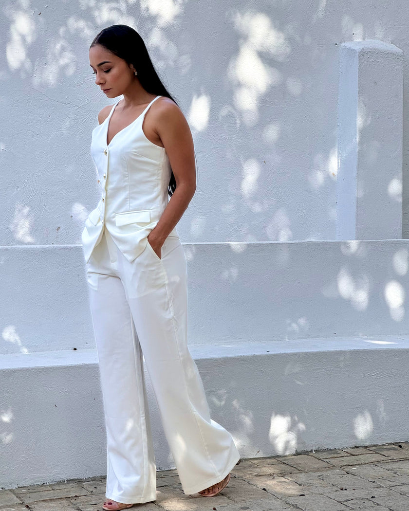 Set Chaleco Sastre + Palazzo Wide Leg