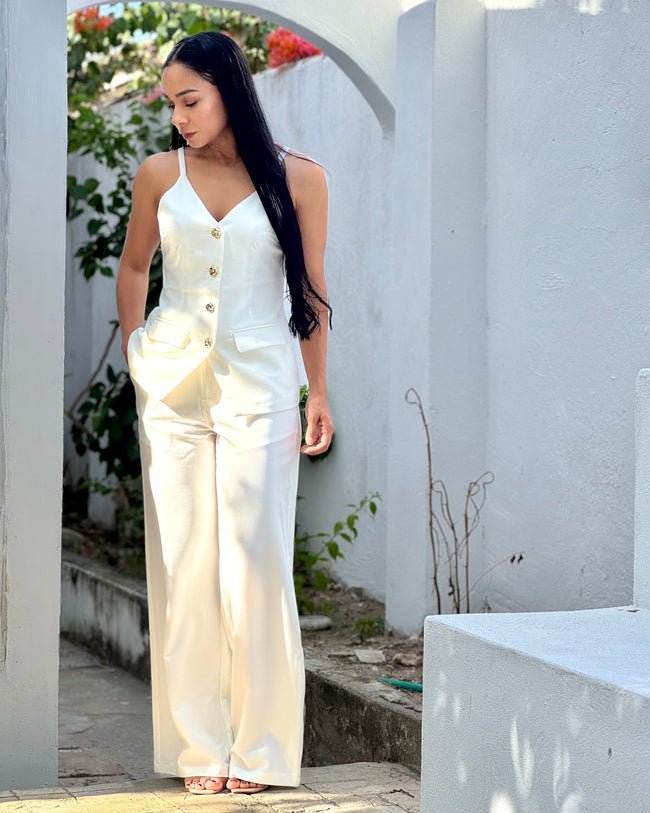 Set Chaleco Sastre + Palazzo Wide Leg