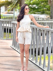 Set Dalia · Top Peplum Lino + Short Tiro Alto