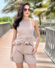 Set Dalia · Top Peplum Lino + Short Tiro Alto