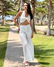 Set Lola Ojalillo · Top Halter Twist Broderie + Palazzo Wide Leg