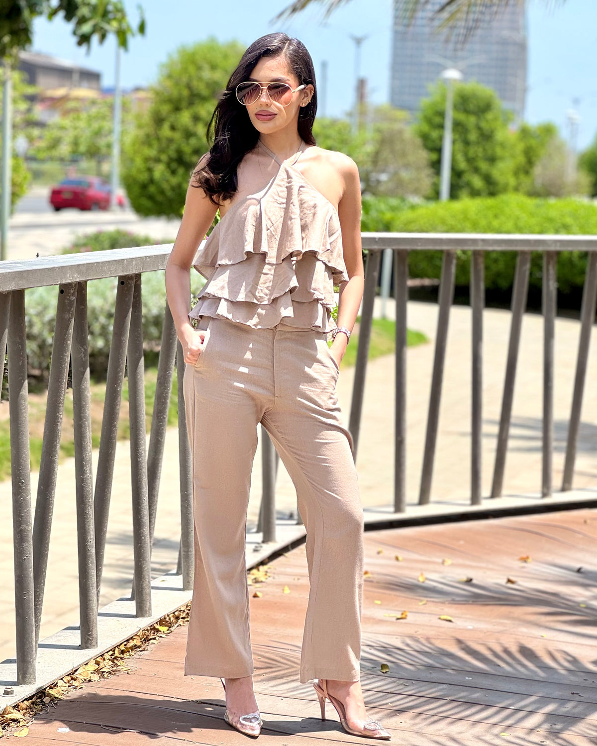 Set Top Halter Volantes + Palazzo JGz Celia