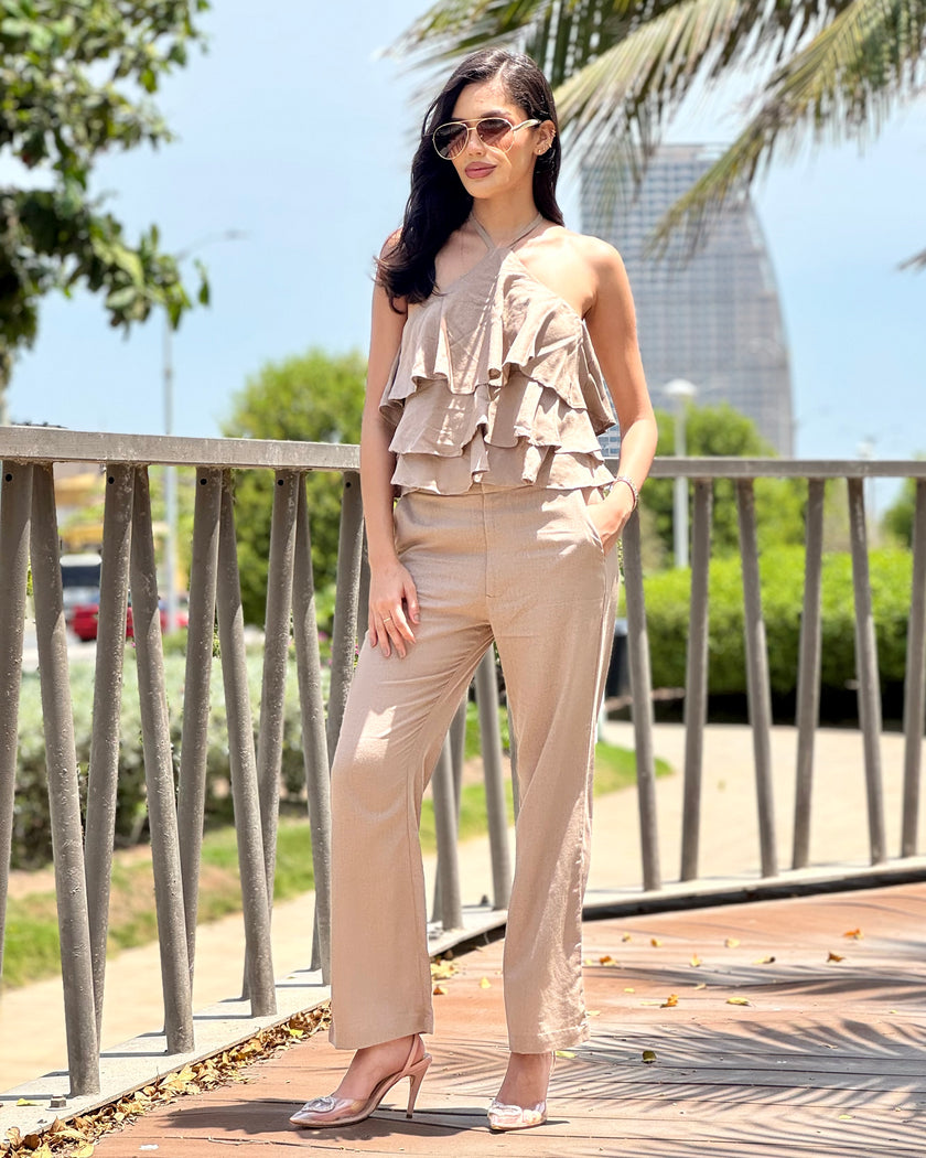 Set Top Halter Volantes + Palazzo JGz Celia