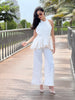 Set Valeria · Top Halter Peplum Espalda Descubierta + Palazzo Wide Leg