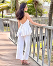 Set Valeria · Top Halter Peplum Espalda Descubierta + Palazzo Wide Leg