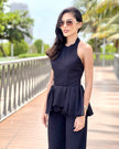 Set Valeria · Top Halter Peplum Espalda Descubierta + Palazzo Wide Leg
