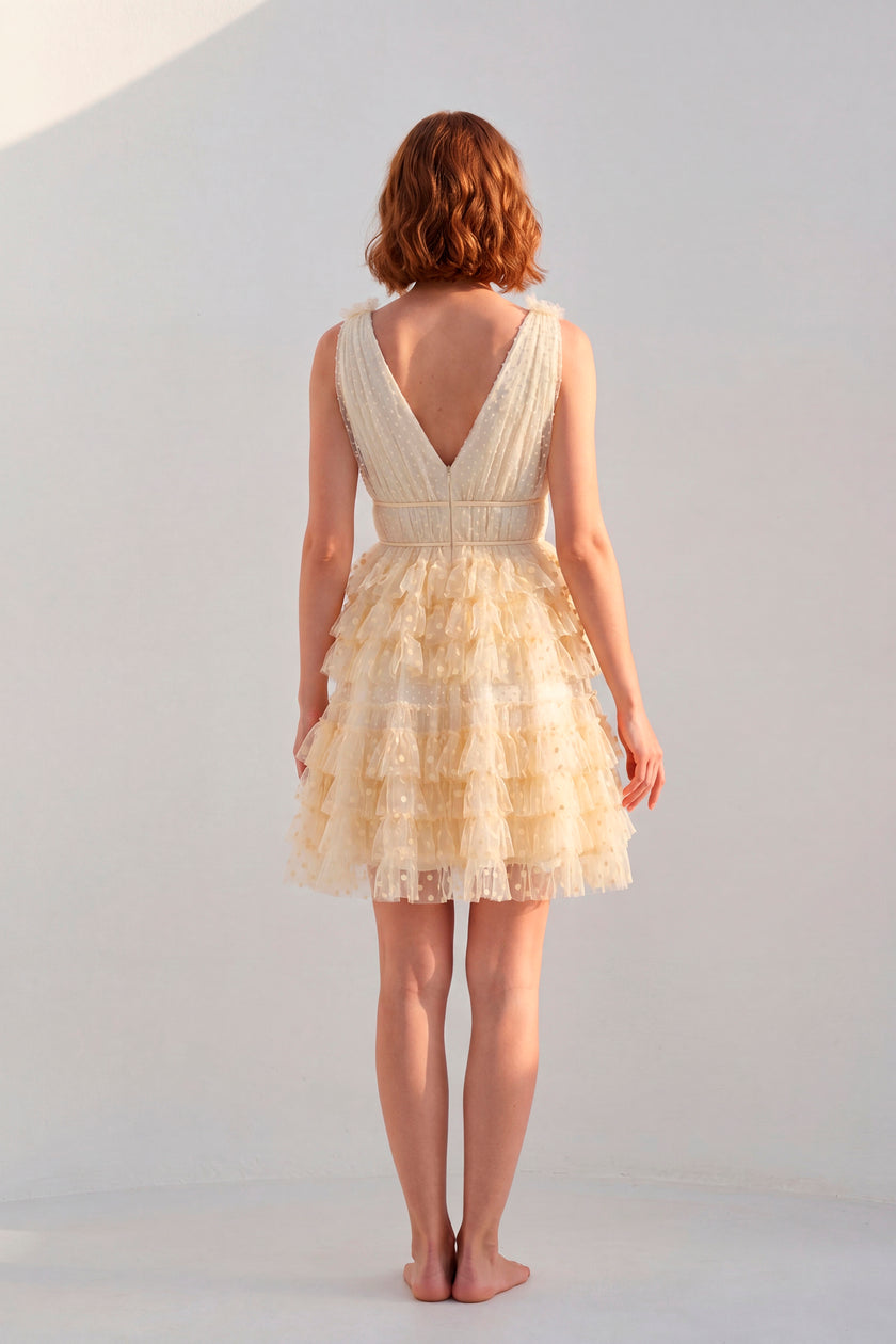Vestido Corto Mini Tul Plumetis
