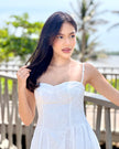 Vestido Mariana · Midi Bustier Bordado Floral Tonal · Tirantes Finos