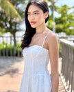Vestido Mariana · Midi Bustier Bordado Floral Tonal · Tirantes Finos