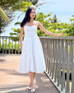 Vestido Mariana · Midi Bustier Bordado Floral Tonal · Tirantes Finos