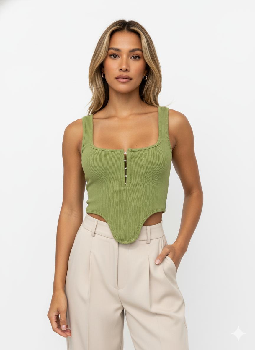 Top verde corset – Punto stretch
